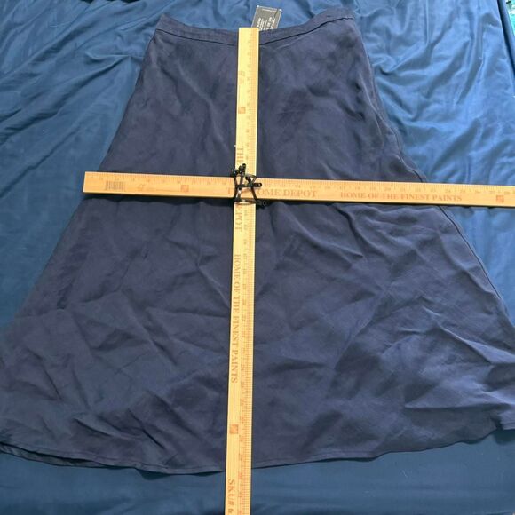 H by Halston US 12 navy blue Linen Blend midi skirt - NEW - Picture 8 of 9